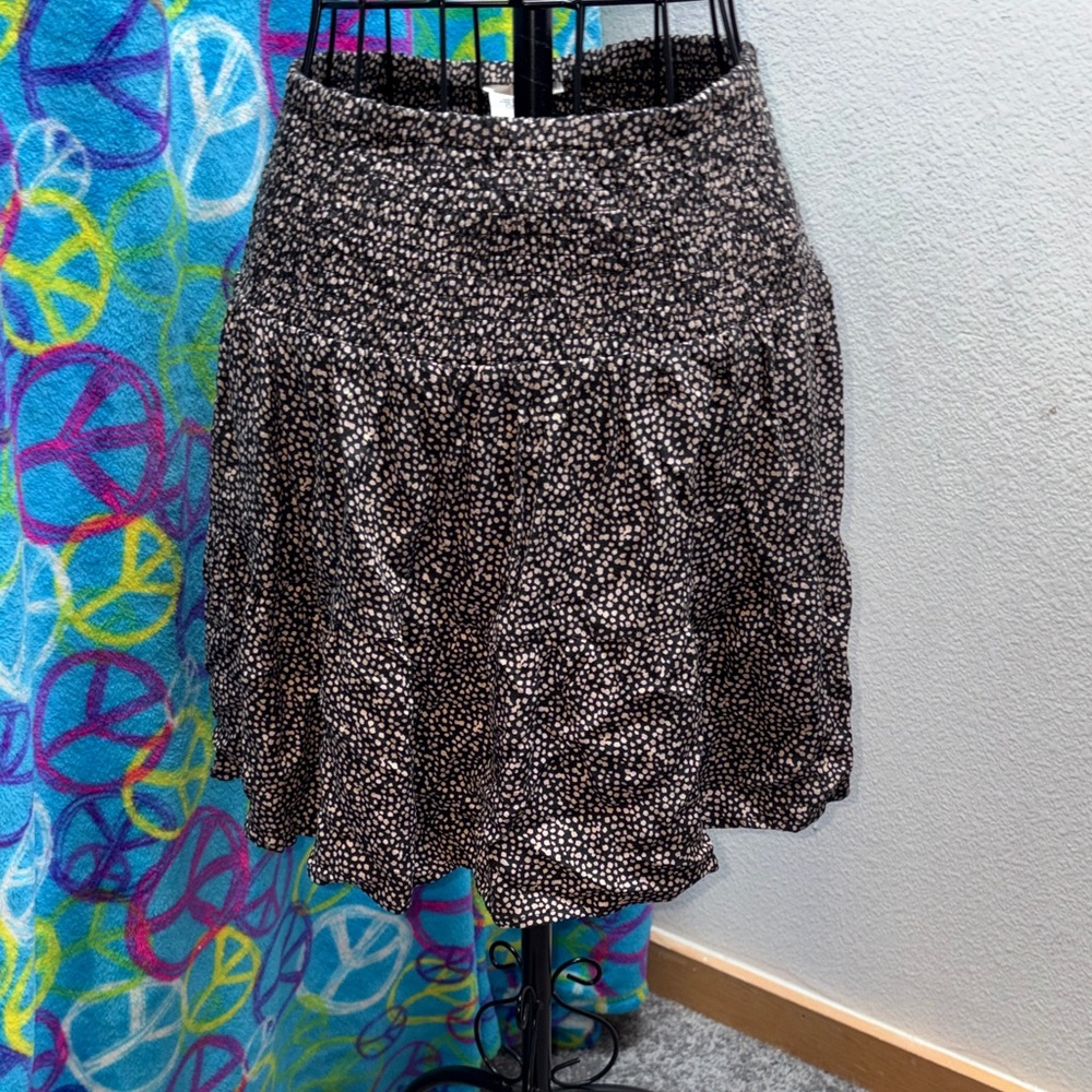 Brown and Light Pink Polka Dot Mini Skirt